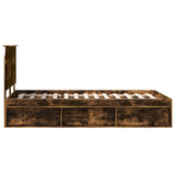 Bed Frame with Drawer Smoked Oak 135 x 190 cm Solid Pine Wood 3409367