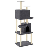 Cat Tree with Sisal Scratching Posts Dark Grey 180 cm 172033