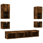 8 Piece TV Wall Units with LED Smoked Oak Engineered Wood 3216594