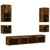 8 Piece TV Wall Units with LED Smoked Oak Engineered Wood 3216594