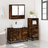 3 Piece Bathroom Furniture Set Smoked Oak Engineered Wood 3301052