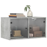 Wall Cabinet with Glass Doors Concrete Grey 68.5x37x35 cm 836503