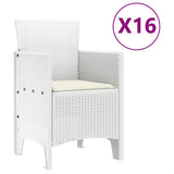 Garden Dining Set with Cushions with Cushion 17 pcs White PP 3378666