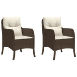 Garden Chairs with Cushions 2 pcs Brown Poly Rattan 365146
