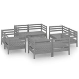 9 Piece Garden Lounge Set Grey Solid Pinewood 3082434