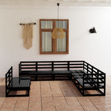 9 Piece Garden Lounge Set Black Solid Pinewood 3075858