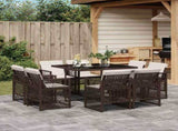 9 Piece Garden Dining Set with Cushions Brown Poly Rattan 3210837