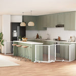 Dog Gate with Door Foldable 12 Panels White 960 cm Poplar Wood 3155568