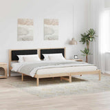 Bed Frame with Headboard Black 200 x 200 cm Solid Pine Wood 3394240