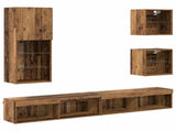 TV Wall Units with LED 5 pcs Old Wood Engineered Wood 3402950