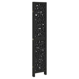 Room Divider 4 Panels Black Solid Wood Paulownia 358755
