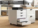 5 Drawer Mobile Filing Cabinet, Vertical File Cabinet, Modern Rolling Office Storage Organizer T3398P344172