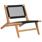 Sun Lounger with Footrest Solid Teak Wood and Rope 49368