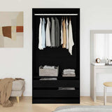 Wardrobe with Shelf Black Oak 100 x 50 x 200 cm Engineered Wood 3329299