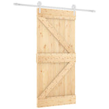 Sliding Door Natural and White 95 x 210 cm Solid Pine Wood 3445172