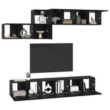 TV Cabinet Set with Drawer 7 pcs Black Oak Engineered Wood 3393487