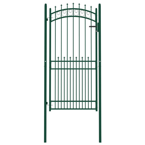 ZNTS Fence Gate with Spikes Steel 100x200 cm Green 146387