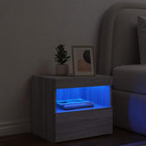 Bedside Cabinet with LED Lights Grey Sonoma 50x40x45 cm 836773