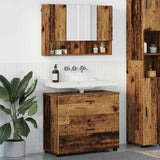 Bathroom Furniture Set 2 pcs Old Wood Engineered Wood and Metal 3393021