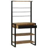 Kitchen Rack Brown and Black 80 x 40 x 160 cm Solid Mango Wood 4015989
