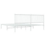 Metal Bed Frame without Mattress with Headboard White 200x200cm 350938