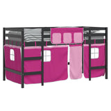 ZNTS Kids' Loft Bed with Curtains without Mattress Pink 90x200cm 3206972