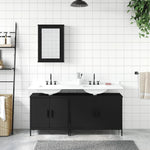 ZNTS 3 Piece Bathroom Furniture Set Black Engineered Wood 3214790