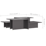 Coffee Tables 2 pcs High Gloss Grey 111.5x50x33 cm Engineered Wood 805578