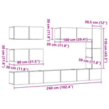 7 Piece TV Cabinet Set Wall-mounted Artisan Oak Engineered Wood 3329140