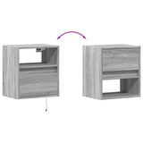 ZNTS Wall-mounted Bedside Cabinets with LED Lights 2 pcs Grey Sonoma 3307986