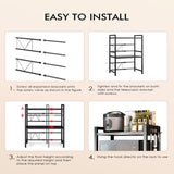 ZNTS 3 Tier Expandable Microwave oven Rack Stand Storage Holder Kitchen Corner Shelf 82887340