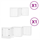 Dog Gate with Door Foldable 9 Panels White 450 cm Poplar Wood 3155647