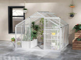 6 x 6ft Walk-In Greenhouse, Polycarbonate Greenhouse with Sliding Door, Window, Aluminium Frame, T3398P314642