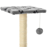 Cat Tree with Sisal Scratching Posts 65 cm Grey Paw Print 170547