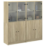 Bookcase with Doors Sonoma Oak 136x37x142 cm Engineered Wood 3206526