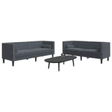 Living Room Couch 2 pcs Dark Grey 194 x 74.5 x 70.5 cm Velvet 3385865