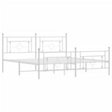Metal Bed Frame without Mattress with Footboard White 183x213cm 374411