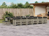 17 Piece Garden Dining Set with Cushions Light Grey Poly Rattan 3211007