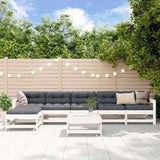 7 Piece Garden Lounge Set White Solid Wood Pine 3186432