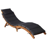 Sun Lounger with Dark Grey Cushions Solid Wood Acacia 363283