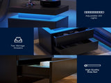 Nightstand LED Bedside Table Cabinet Lights Modern End Side with 2 Drawers for Bedroom T3272P287611