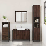 3 Piece Bathroom Furniture Set Brown Oak Engineered Wood 3301014