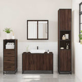 3 Piece Bathroom Furniture Set Brown Oak Engineered Wood 3301014