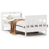 Bed Frame without Mattress White 75x190 cm Small Single Solid Wood Pine 3307030