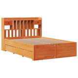 Bookcase Bed without Mattress Wax Brown 140x190 cm Solid Wood Pine 3308974