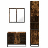 3 Piece Bathroom Furniture Set Smoked Oak Engineered Wood 3301092