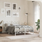Metal Bed Frame without Mattress with Footboard White 140x190cm 376195