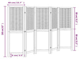 Room Divider 5 Panels Dark Brown Solid Wood Paulownia 358709