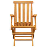 Outdoor Dining Set Natural Teak 5 Piece Folding Round 3059980