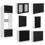 ZNTS 7 Piece Kitchen Cabinet Set Black Engineered Wood 3067624